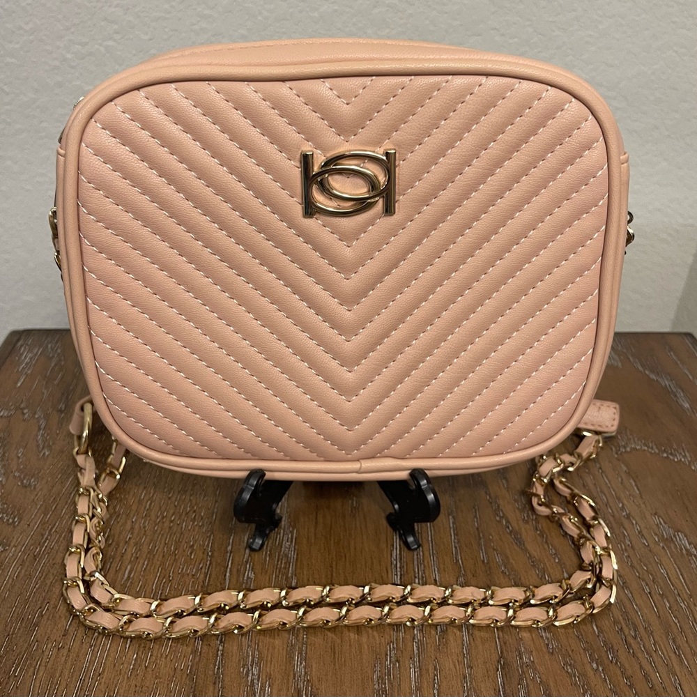 Bebe Quilted Crossbody Bag - Soft Peach - 6”x 8” x 1”s